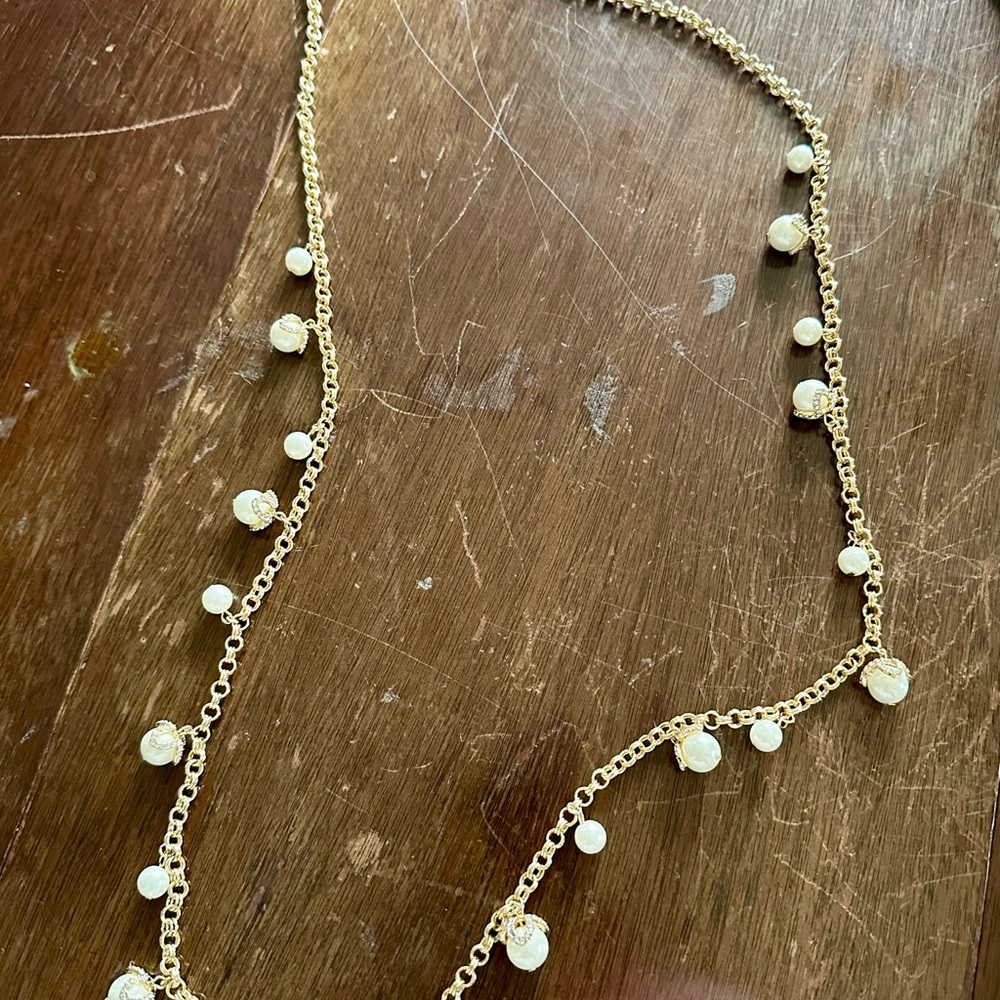 Charter Club Gold Necklace with Faux Pearls